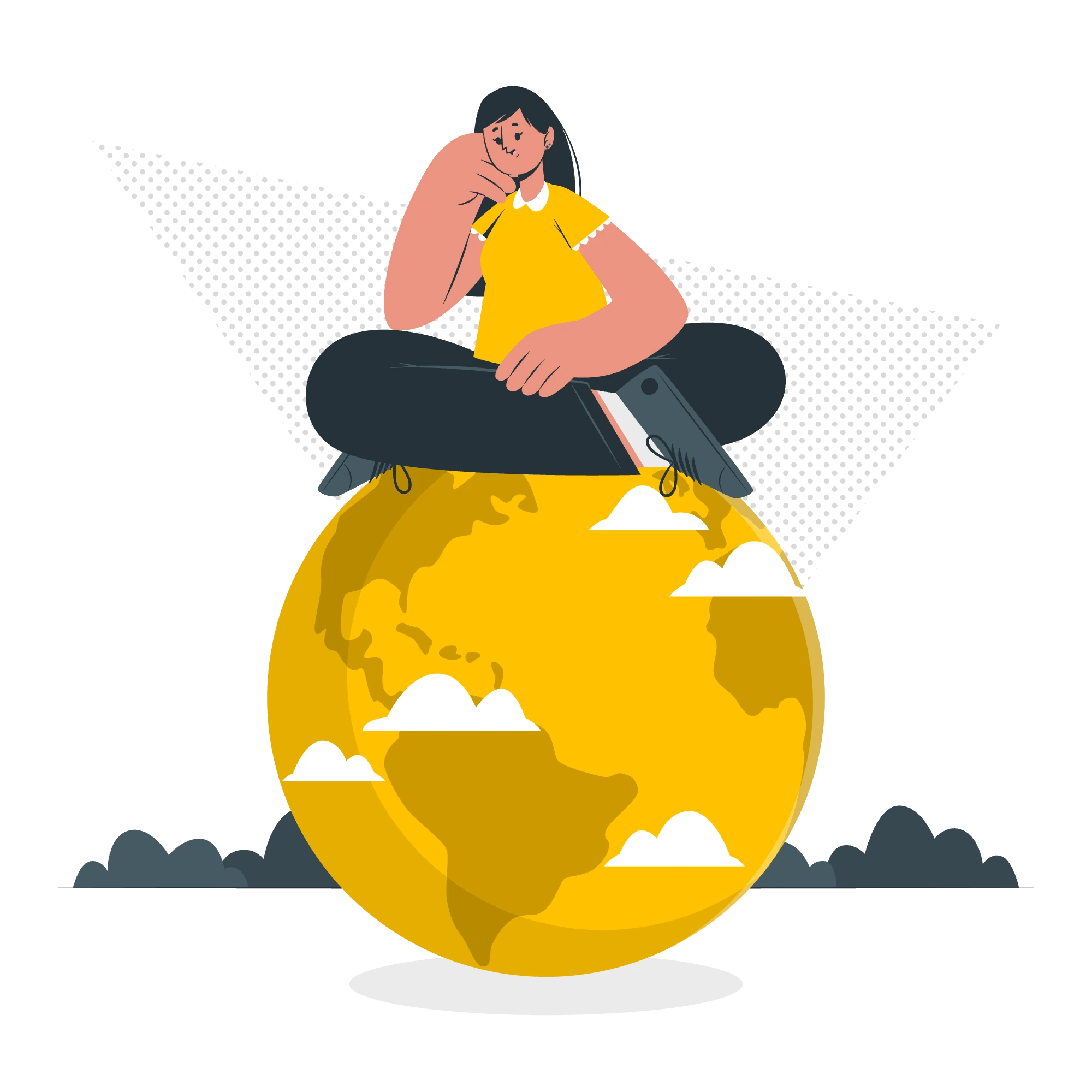 Ilustração que representa a conexão da evcom com o mundo